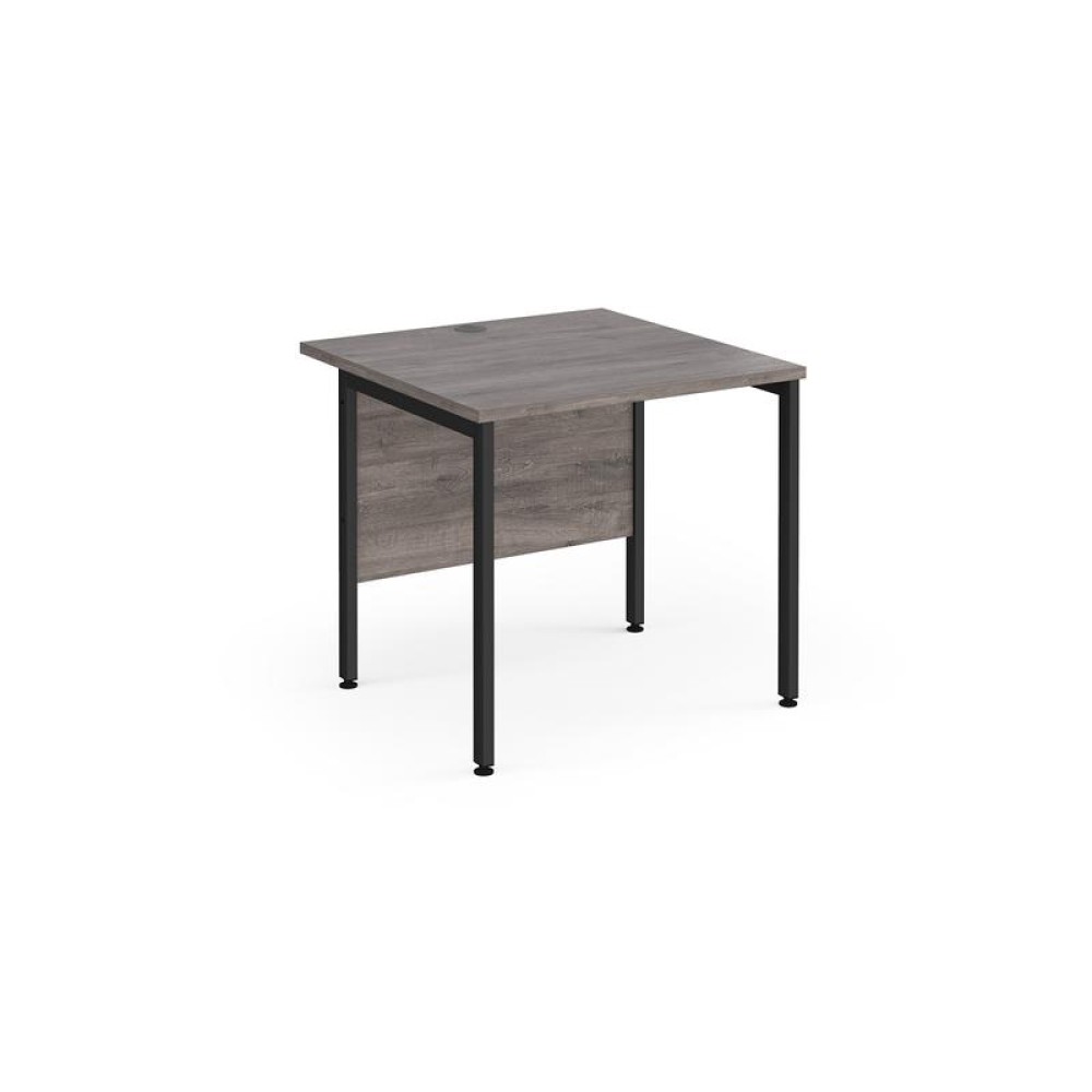 Maestro 25 straight desk 800mm x 800mm - black H-frame leg, grey oak top
