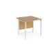 Maestro 25 straight desk 800mm x 800mm - white H-frame leg, oak top