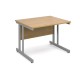 Momento straight desk 1000mm x 800mm - silver cantilever frame, oak top