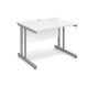 Momento straight desk 1000mm x 800mm - silver cantilever frame, white top
