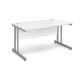 Momento straight desk 1400mm x 800mm - silver cantilever frame, white top