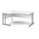 Momento left hand ergonomic desk 1600mm - silver cantilever frame, white top