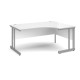 Momento right hand ergonomic desk 1600mm - silver cantilever frame, white top