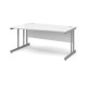 Momento left hand wave desk 1600mm - silver cantilever frame, white top