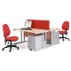 Momento right hand wave desk 1600mm - silver cantilever frame, beech top