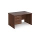 Maestro 25 straight desk 1200mm x 800mm with 2 drawer pedestal - walnut top with panel end leg