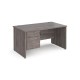 Maestro 25 straight desk 1400mm x 800mm with 2 drawer pedestal - grey oak top with panel end leg