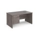 Maestro 25 straight desk 1400mm x 800mm with 3 drawer pedestal - grey oak top with panel end leg