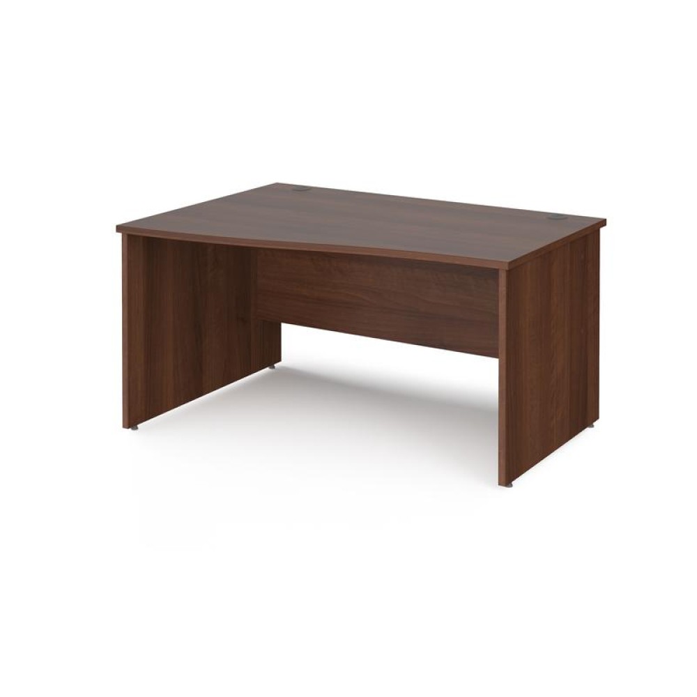 Maestro 25 left hand wave desk 1400mm wide - walnut top with panel end leg
