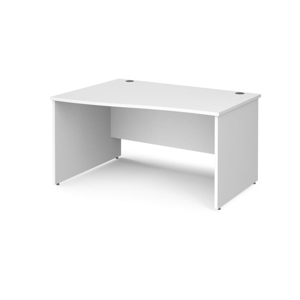 Maestro 25 left hand wave desk 1400mm wide - white top with panel end leg