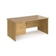 Maestro 25 straight desk 1600mm x 800mm with 2 drawer pedestal - oak top with panel end leg