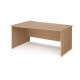 Maestro 25 left hand wave desk 1600mm wide - beech top with panel end leg