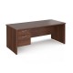 Maestro 25 straight desk 1800mm x 800mm with 2 drawer pedestal - walnut top with panel end leg