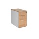 Deluxe desk high 3 drawer pedestal 800mm deep - white with beech drawers