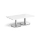 Pisa rectangular coffee table with round chrome bases 1400mm x 800mm - white
