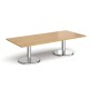 Pisa rectangular coffee table with round chrome bases 1800mm x 800mm - oak