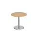 Pisa circular dining table with round chrome base 800mm - oak