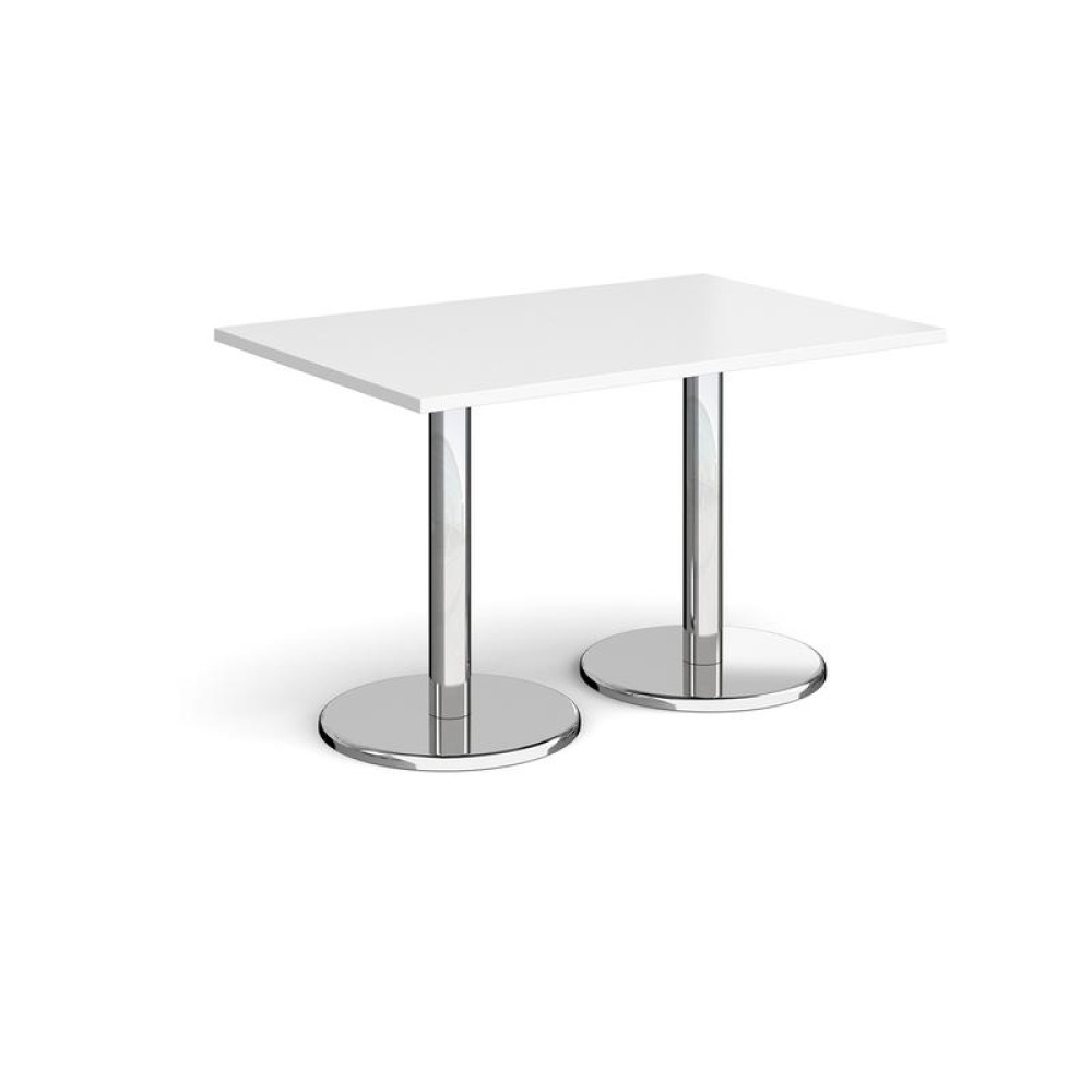 Pisa rectangular dining table with round chrome bases 1200mm x 800mm - white