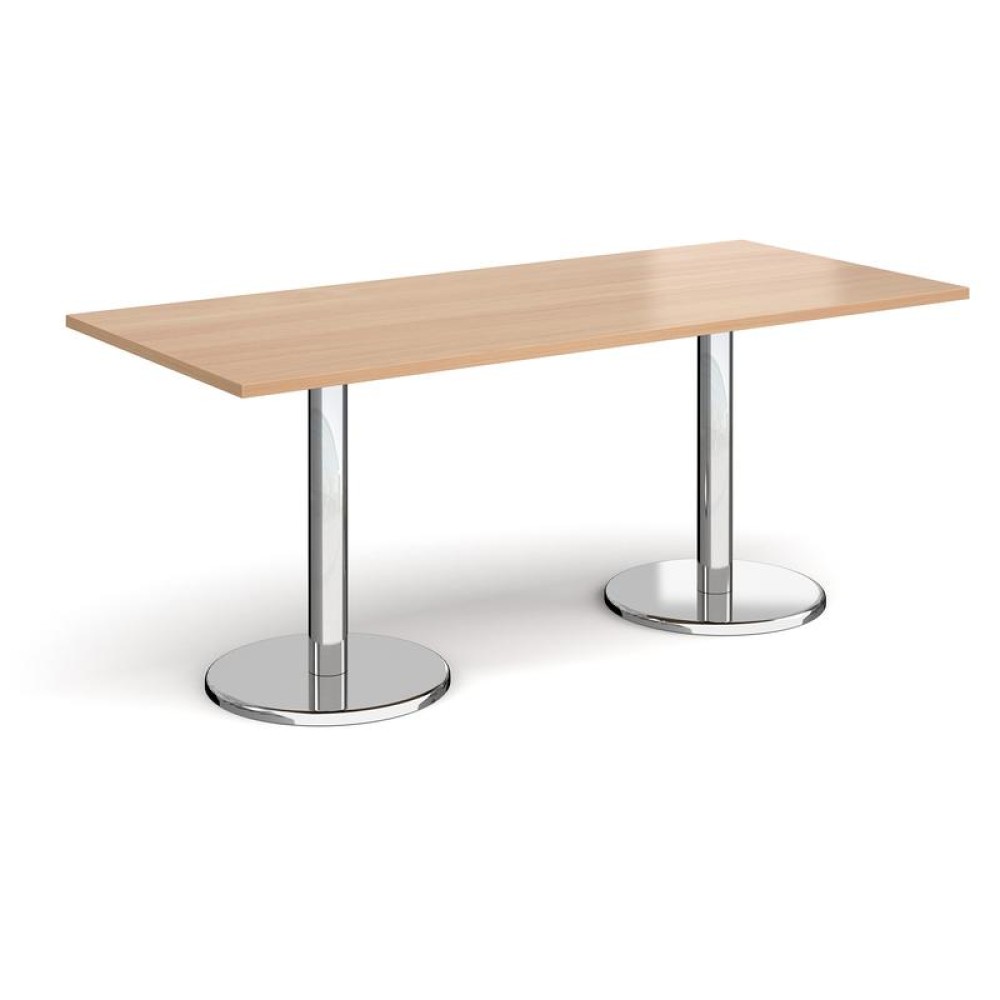 Pisa rectangular dining table with round chrome bases 1800mm x 800mm - beech