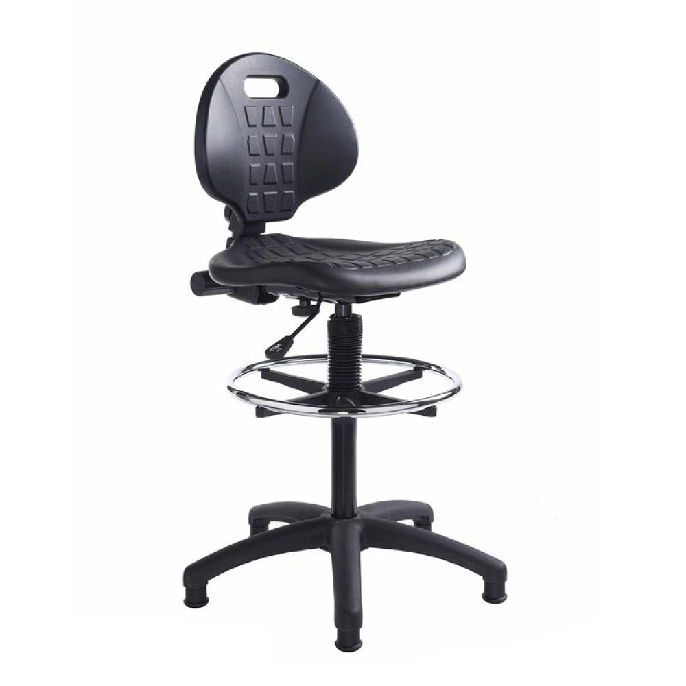 Prema polyurethane industrial operator chair with contoured back support - black