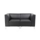 Quatro leather modular reception seating corner unit with backs - black