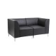 Quatro leather modular reception seating corner unit with backs - black