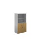 Duo combination unit with glass upper doors 1440mm high with 3 shelves - white with oak lower doors