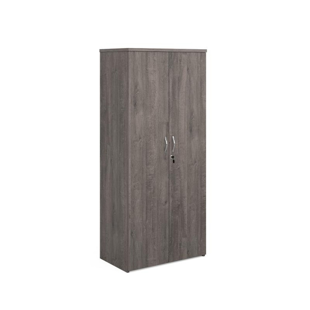 Universal double door cupboard 1790mm high with 4 shelves - grey oak