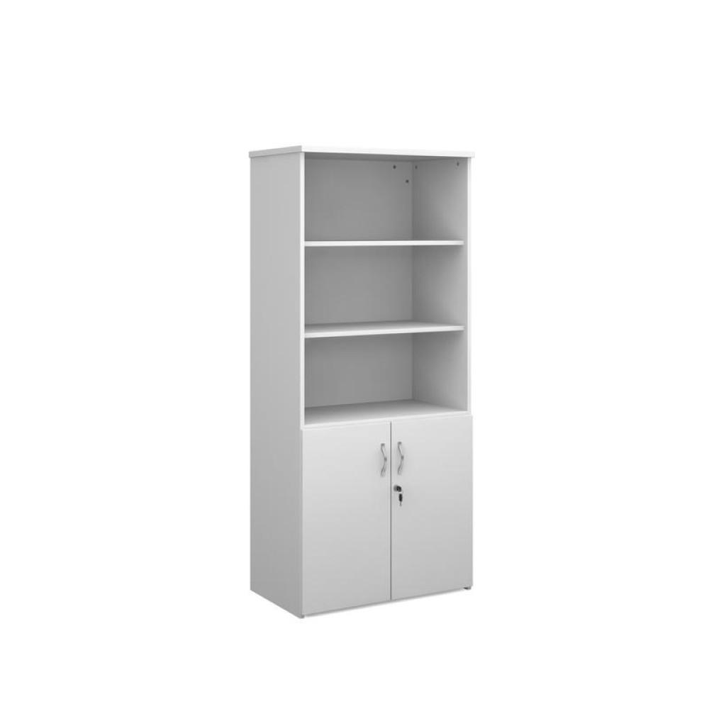 Duo combination unit with open top 1790mm high with 4 shelves - white