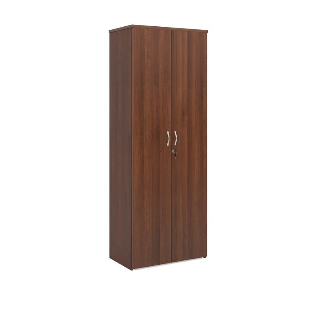 Universal double door cupboard 2140mm high with 5 shelves - walnut