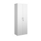 Universal double door cupboard 2140mm high with 5 shelves - white