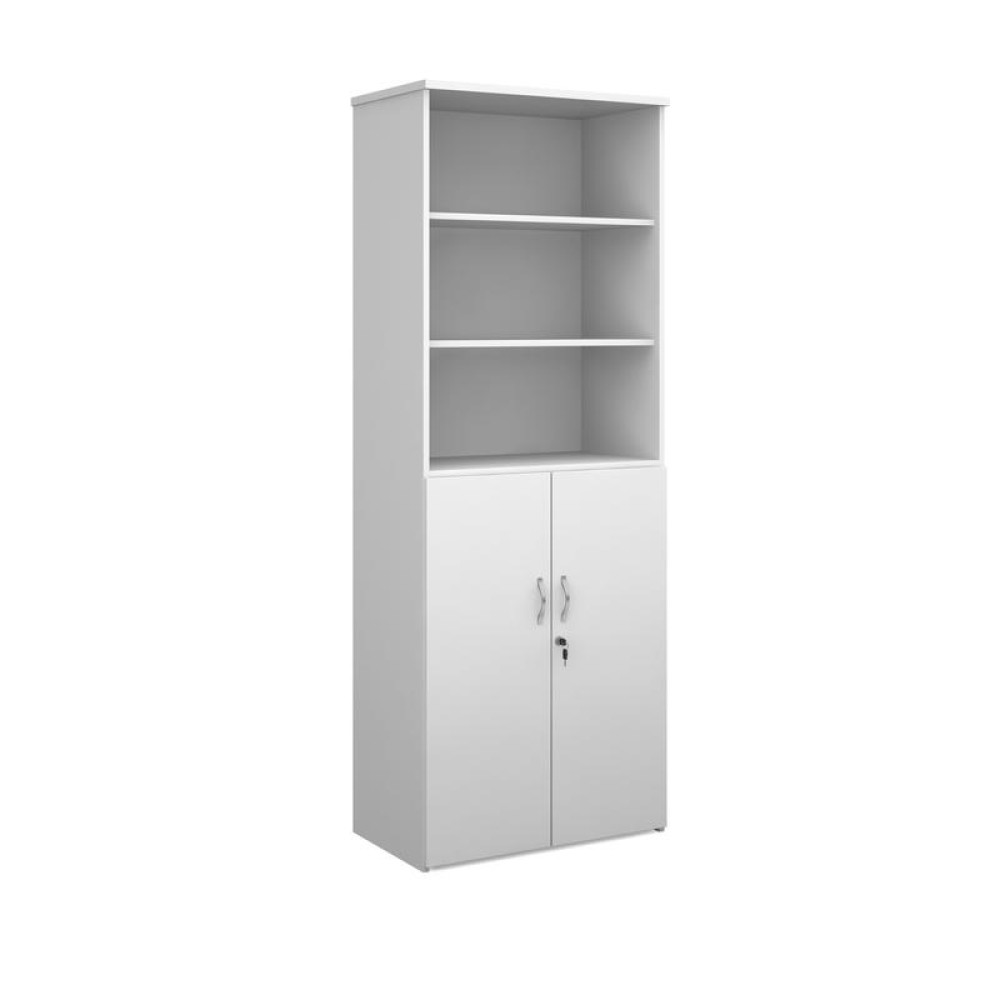 Duo combination unit with open top 2140mm high with 5 shelves - white