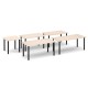 Radial end meeting table 2400mm x 1000mm with 6 chrome radial legs - beech