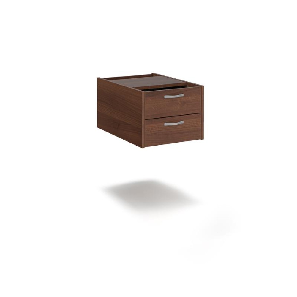 Maestro 25 shallow 2 drawer fixed pedestal for 600mm deep desks - walnut