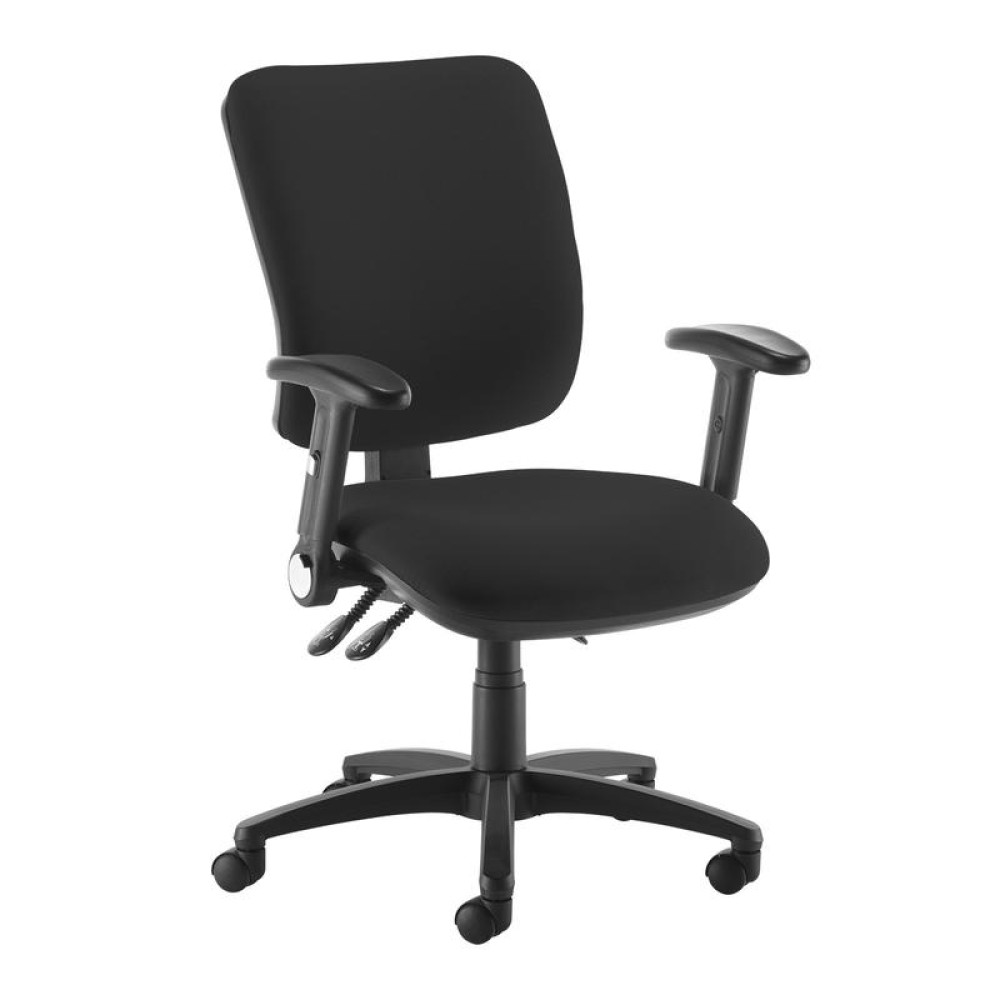 Senza high back operator chair with folding arms - black