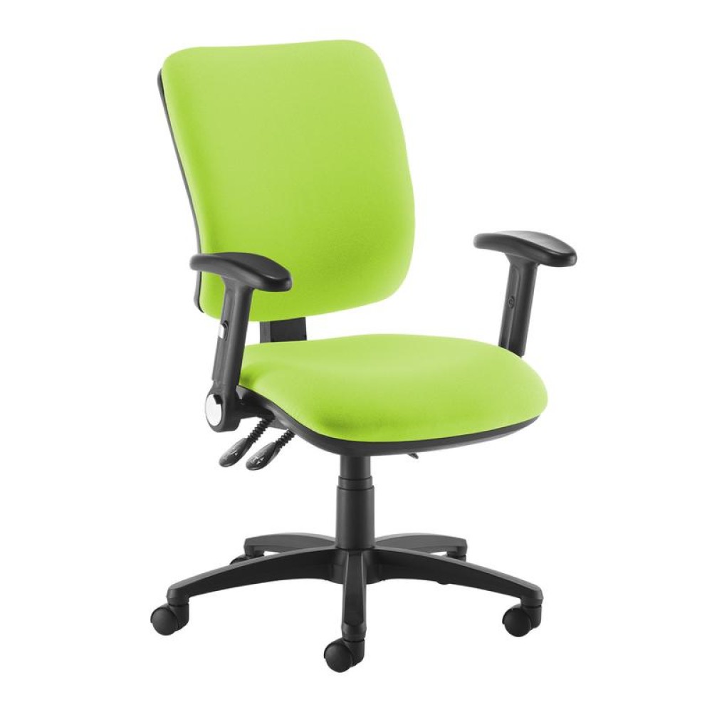 Senza high back operator chair with folding arms - green