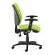 Senza high back operator chair with folding arms - green