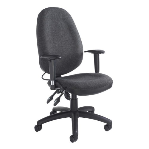Finish: Charcoal, Arms: Height Adjustable Arms, Base Type: Black 5 Star, Back Style: Fabric, Lumbar Support: Adjustable Lumbar Pump