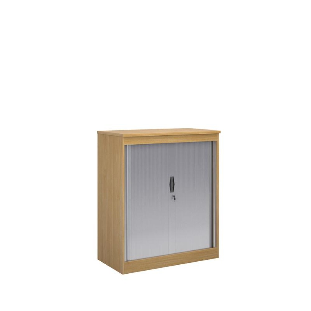 Systems horizontal tambour door cupboard 1200mm high - oak