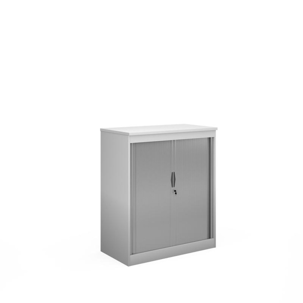 Systems horizontal tambour door cupboard 1200mm high - white