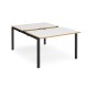 Adapt sliding top back to back desks 1200mm x 1600mm - black frame, white top with oak edging