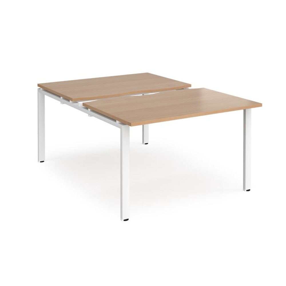 Adapt sliding top back to back desks 1200mm x 1600mm - white frame, beech top
