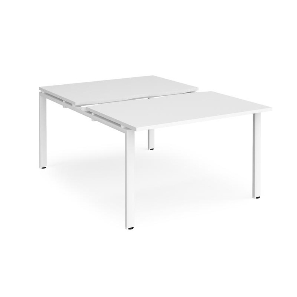 Adapt sliding top back to back desks 1200mm x 1600mm - white frame, white top