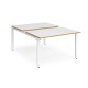 Adapt sliding top back to back desks 1200mm x 1600mm - white frame, white top with oak edging