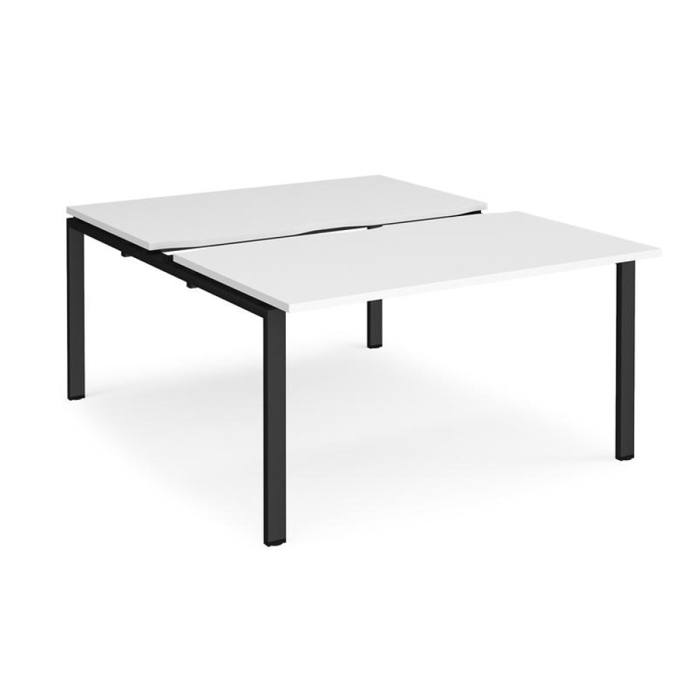 Adapt sliding top back to back desks 1400mm x 1600mm - black frame, white top