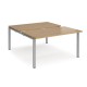Adapt sliding top back to back desks 1400mm x 1600mm - silver frame, oak top