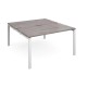 Adapt sliding top back to back desks 1400mm x 1600mm - white frame, grey oak top