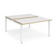 Adapt sliding top back to back desks 1400mm x 1600mm - white frame, white top with oak edging