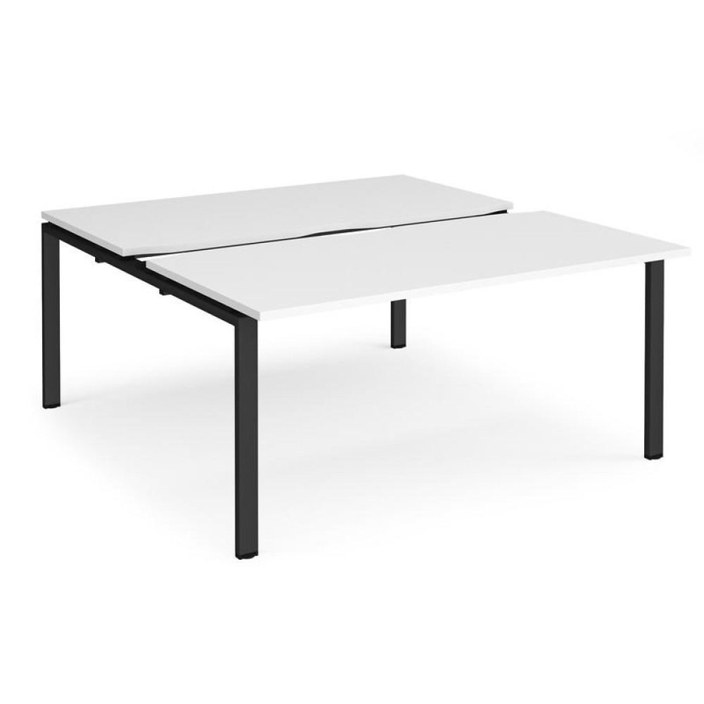 Adapt sliding top back to back desks 1600mm x 1600mm - black frame, white top