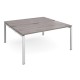 Adapt sliding top back to back desks 1600mm x 1600mm - silver frame, grey oak top